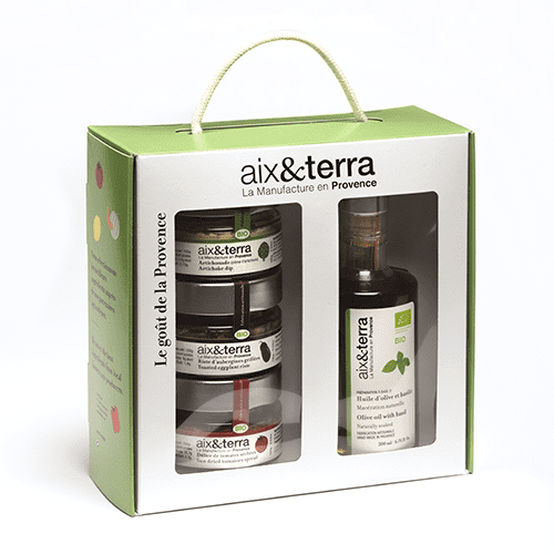 Coffret trio Apéro Bio & Huile d’Olive Basilic Bio