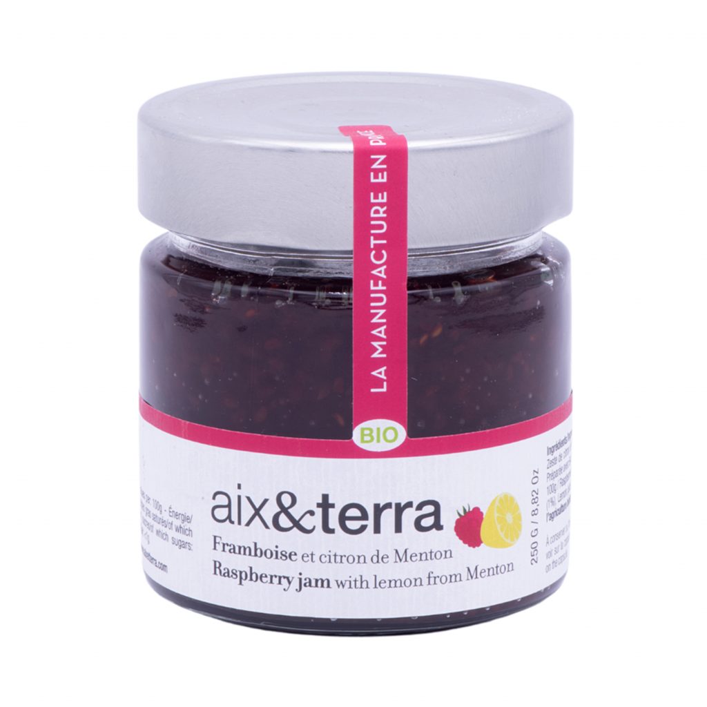 Confiture de framboise au citron de menton bio 250g