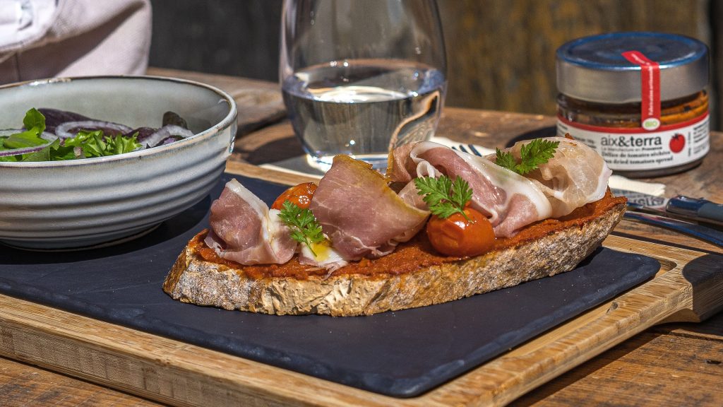 Tapas Délice de tomates séchées bio aix&terra, jambon cru Guèze