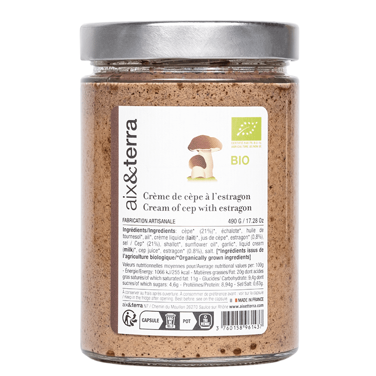 Crème de cèpes à l'estragon bio 490gr aix&terra