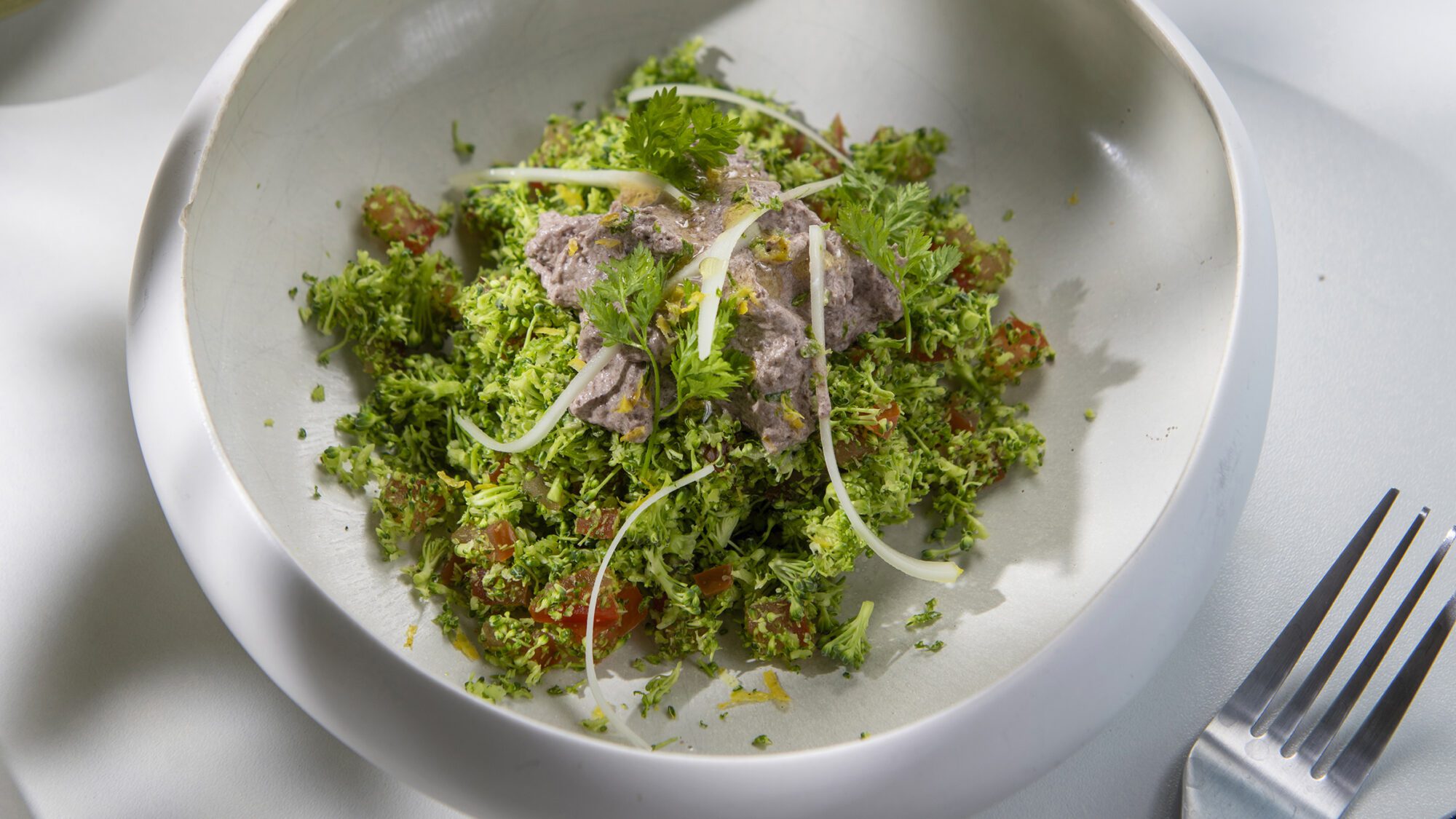 Taboulé végétal, espuma Tapenade noire bio, Huile d’olive au citron bio aix&terra