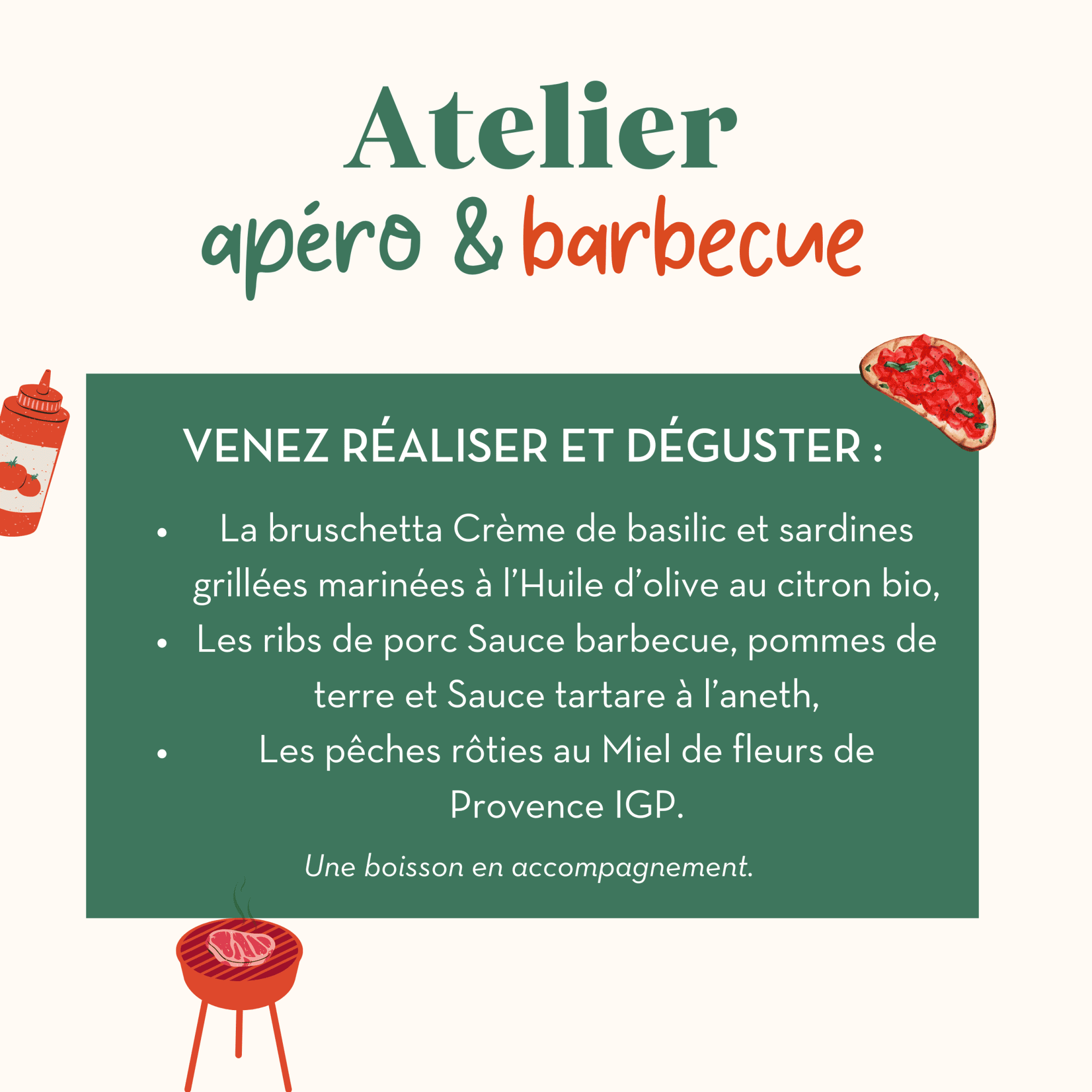 Atelier barbecue & apéro | 13 juin de 17h à 19h